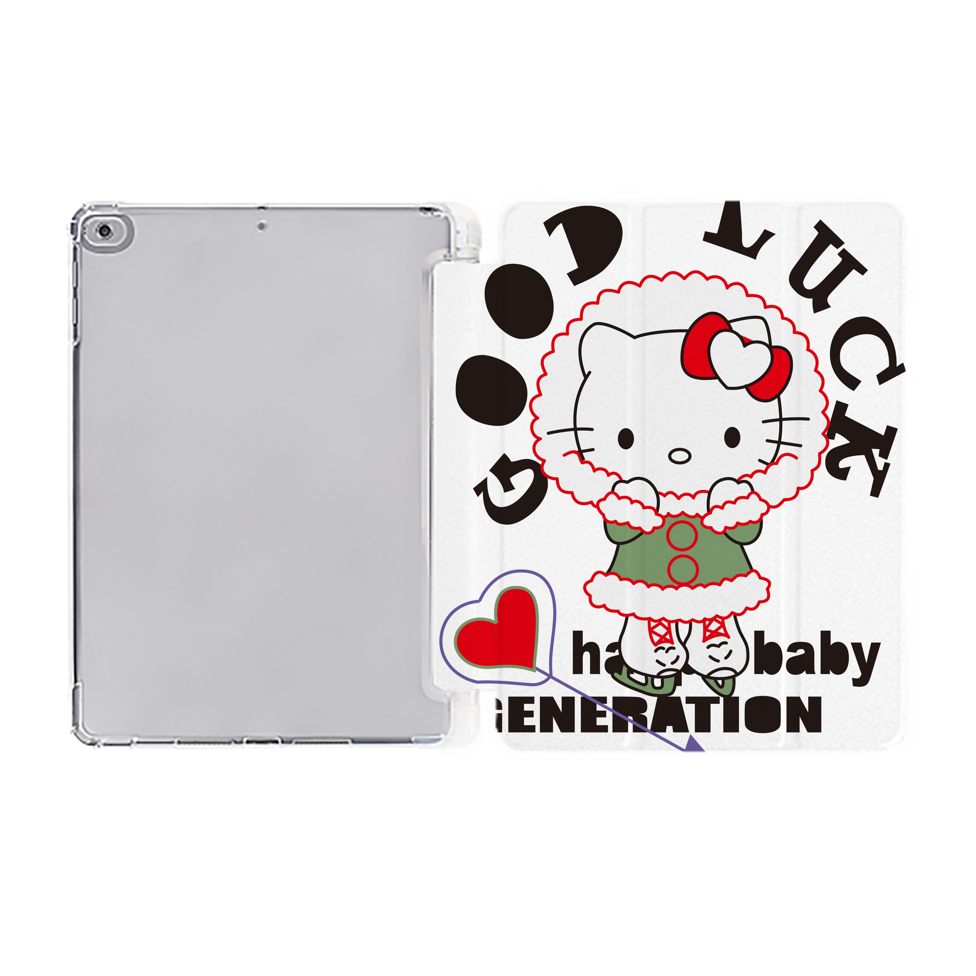 （画像用） Hello Kitty ハローキティ IPad ケース ペン収納付き 三つ折りスタンド PUレザー×シリコン 対応機種9.5/10.5/10.9インチ
